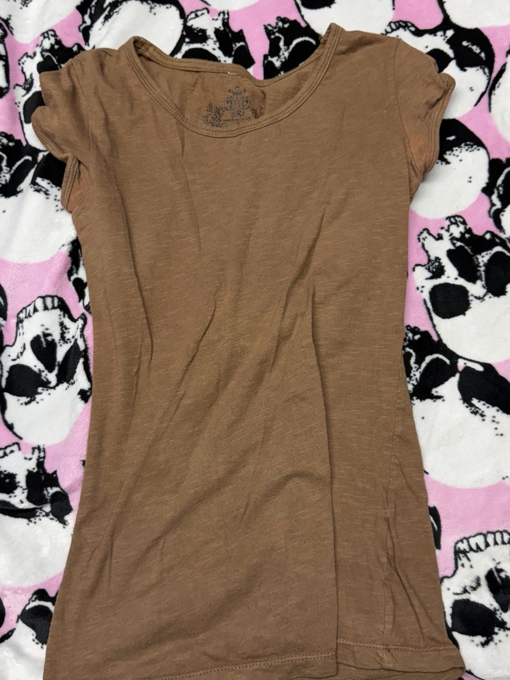 Vintage Source Unknown Brown Short Sleeve Scoop Neck Tee